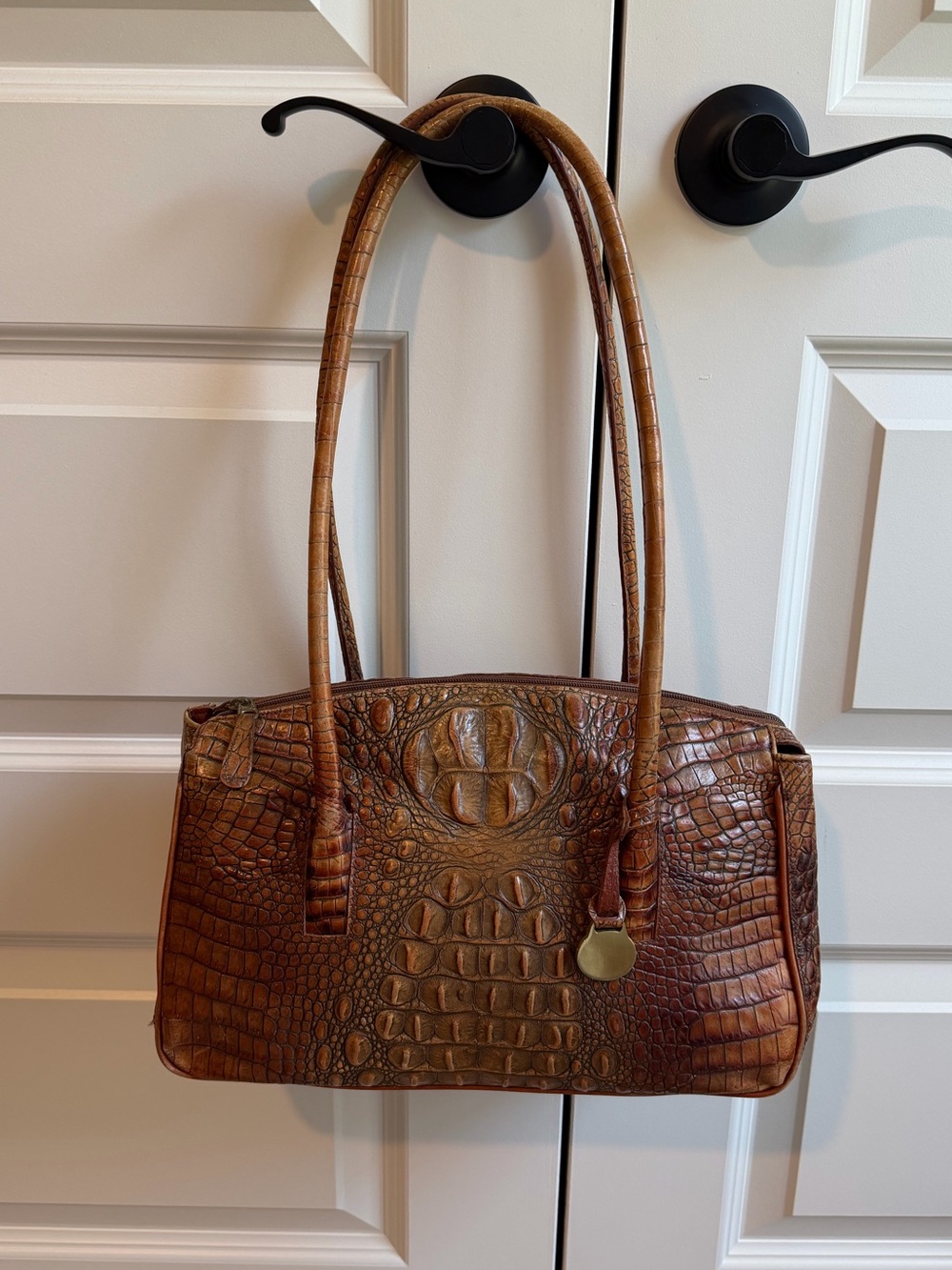 Brahmin Cognac Croc-Embossed Shoulder Bag